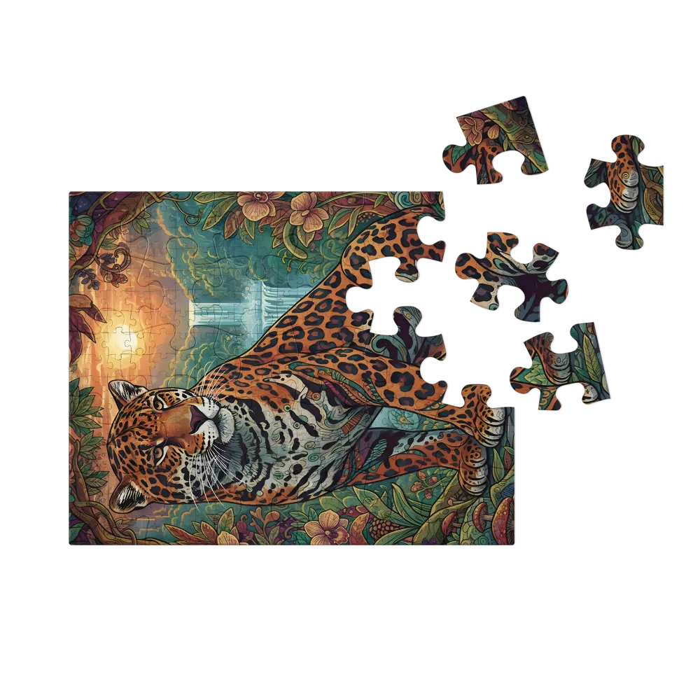 Jaguar at Sunset 
 Jigsaw Puzzle in Tin Box