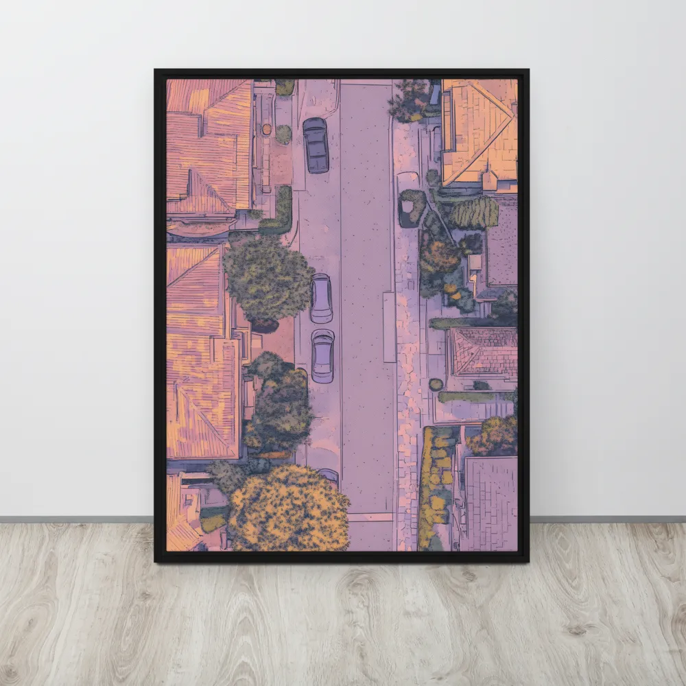 Aerial Serenity: Suburban Oasis | Canvas with Black Frame | 24″×32″