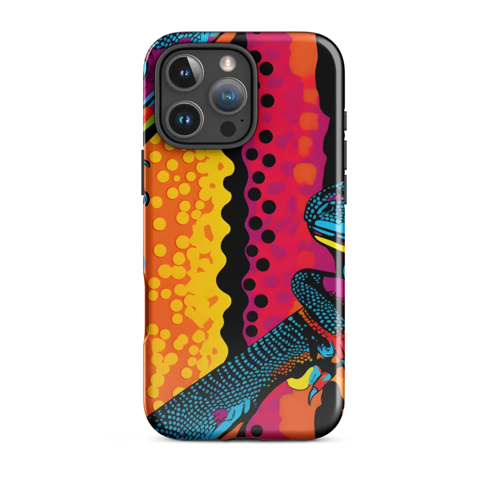 Colorful Encounters: The Playful Geckos | Phone Case |  16 Pro Max | Tough Case | Glossy
