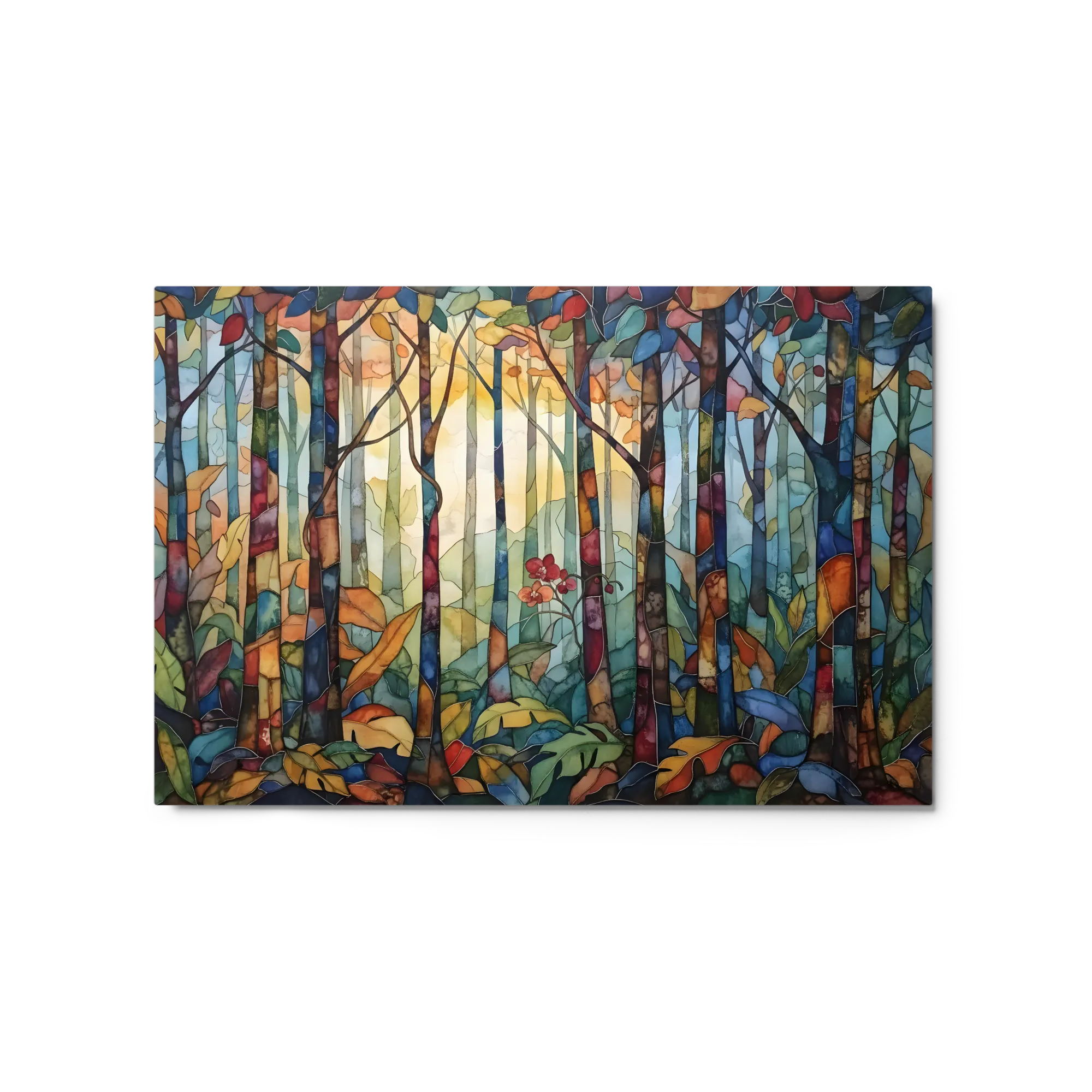 Stained Glass Forest Canopy 
 Metal Print | 20″x 30″