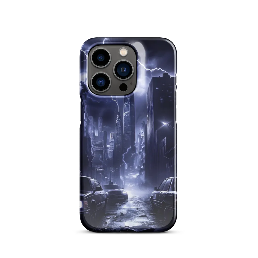 Stormy Cityscape: Shadows of the Night | Phone Case |  14 Pro | Snap Case | Glossy