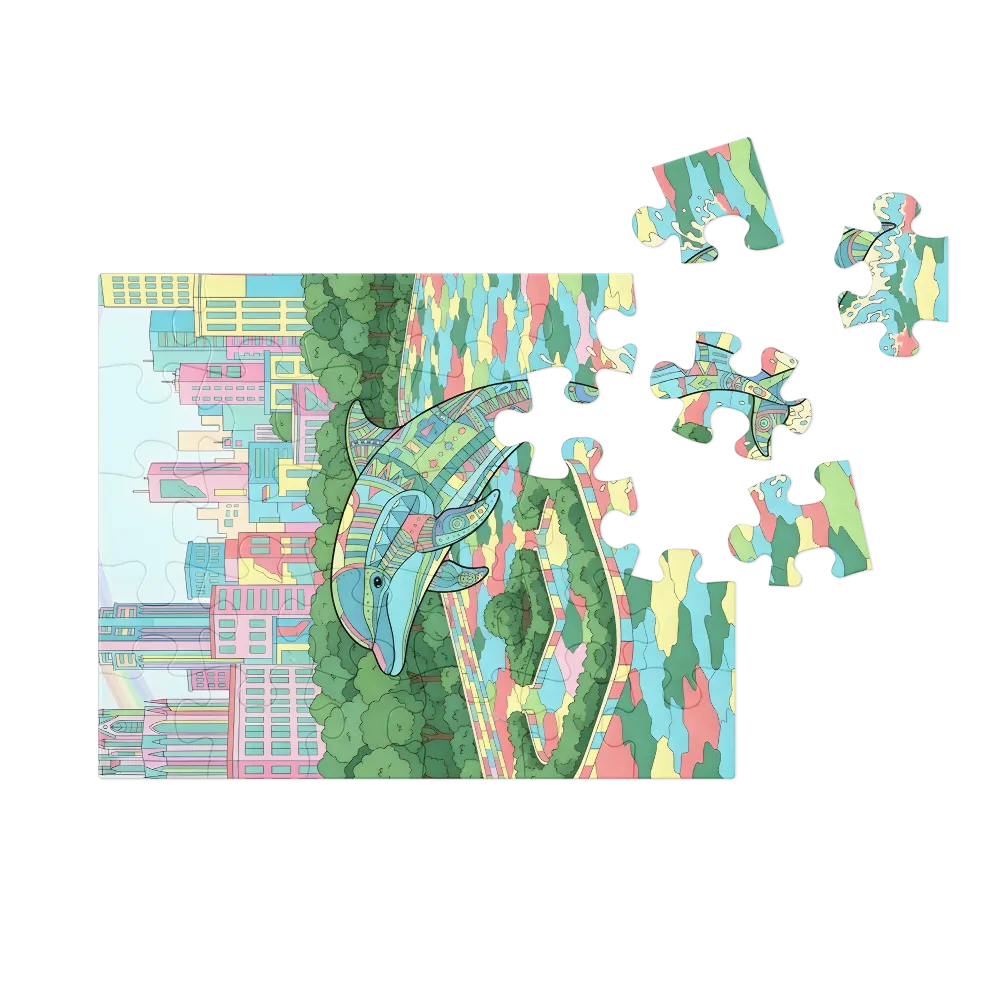 Pastel Dolphin Park 
 Jigsaw Puzzle in Tin Box