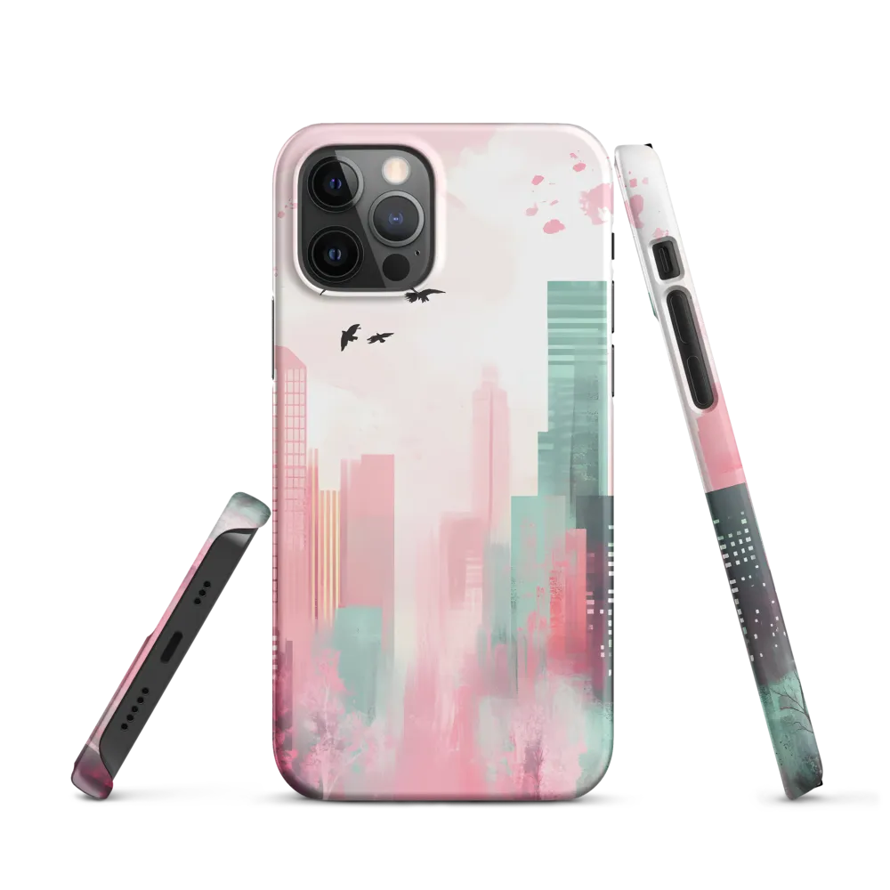 Dreamy Cityscape in Pink and Cyan