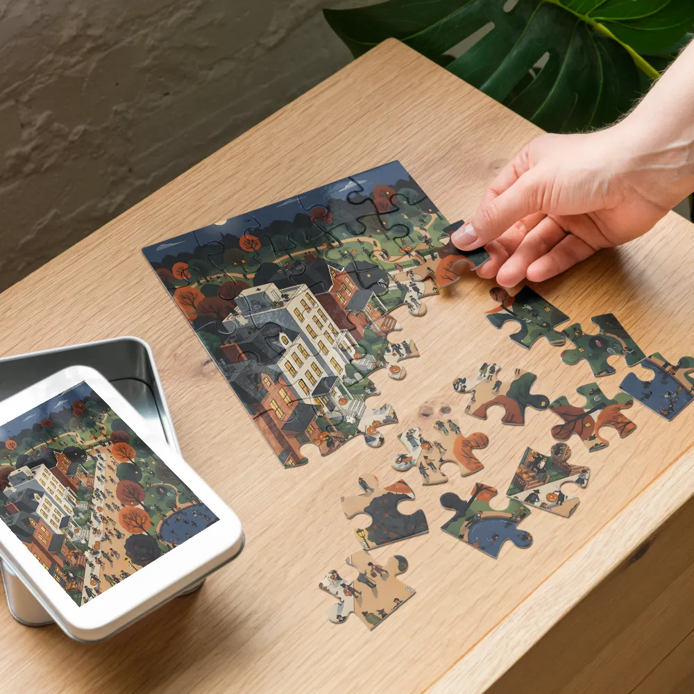 Halloween Night Stroll 
 Jigsaw Puzzle in Tin Box
