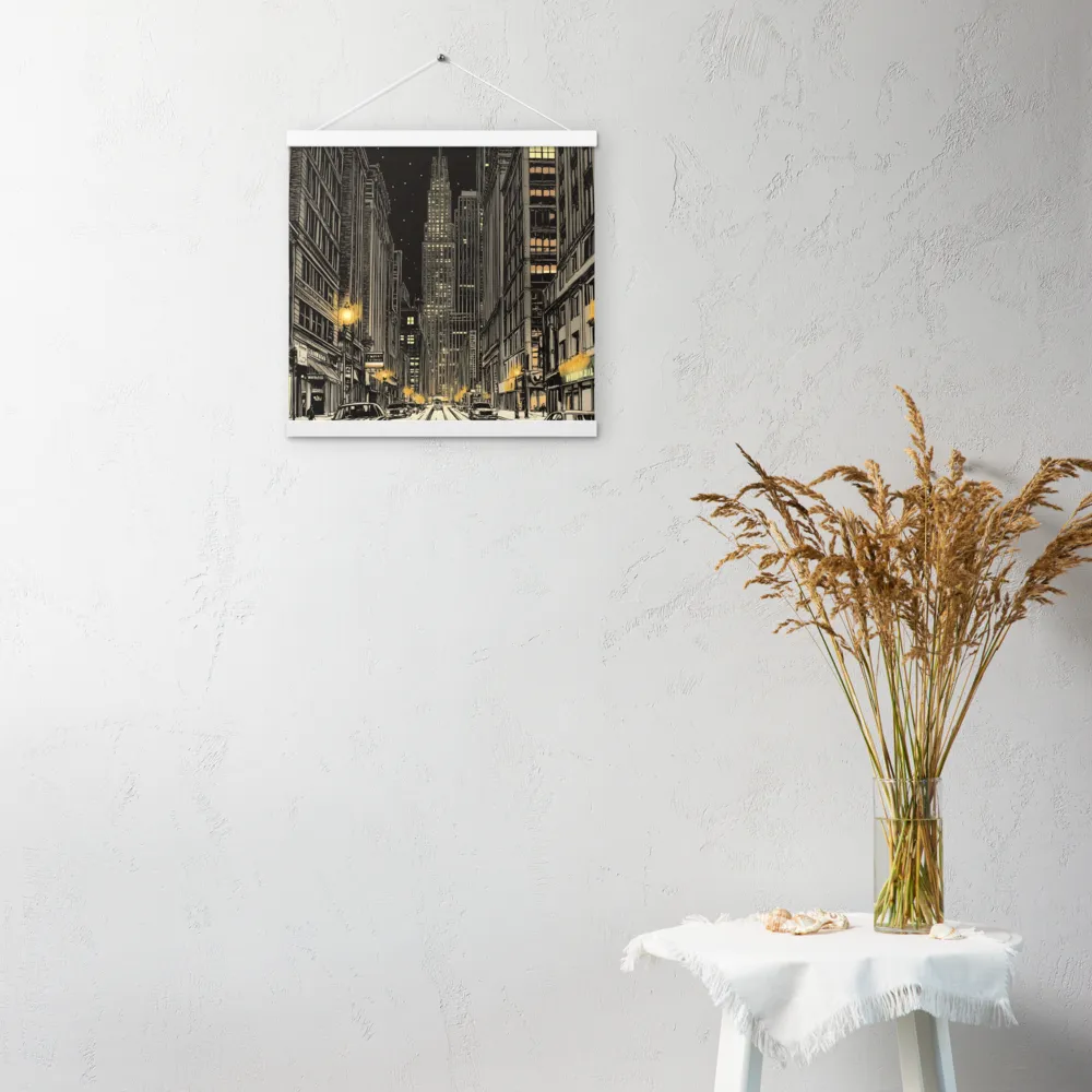 Whispers of the Night City | Poster With White Wood Hanger | 16″×16″