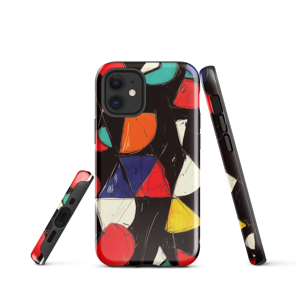 Vibrant Geometric Symphony | Phone Case |  12 mini | Tough Case | Glossy