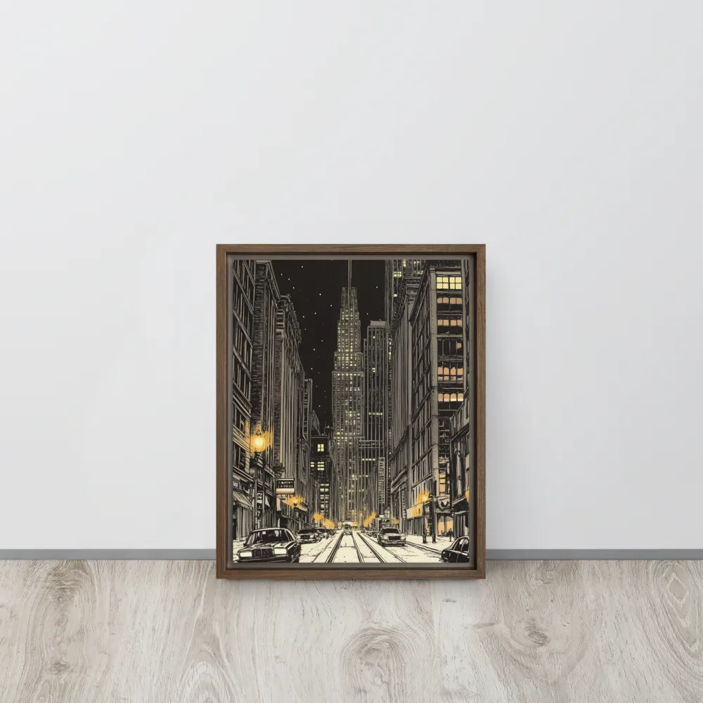Whispers of the Night City | Canvas with Brown Frame | 11″×14″