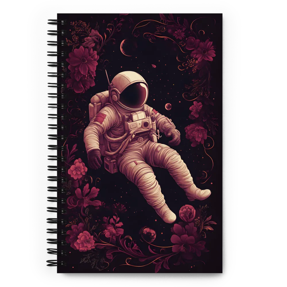 Cosmic Bloom: An Astronaut's Journey | Spiral Notebook