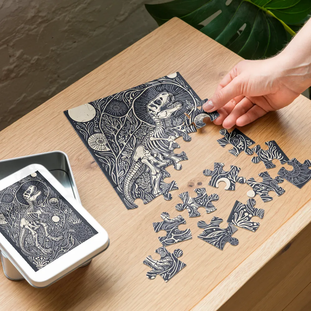T. Rex Fossil 
 Jigsaw Puzzle in Tin Box
