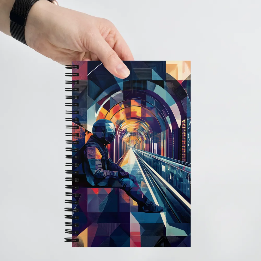 Reflections in a Futuristic Tunnel | Spiral Notebook