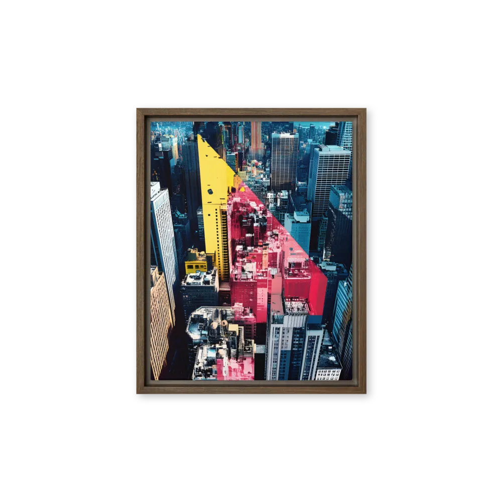 Dynamic Urban Symphony | Canvas with Brown Frame | 11″×14″