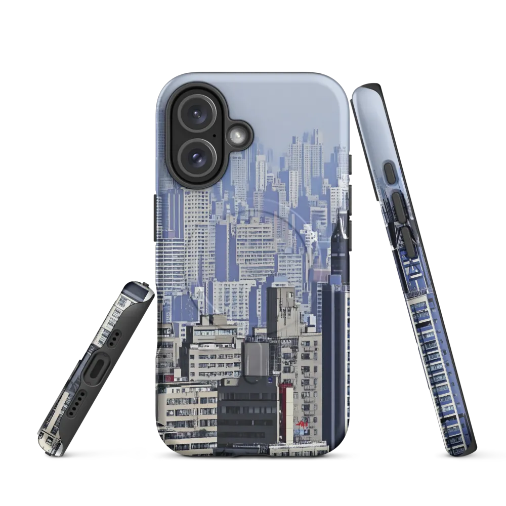 Urban Symphony: A Cityscape in Blues and Grays | Phone Case |  16 | MagSafe® Tough Case | Matte