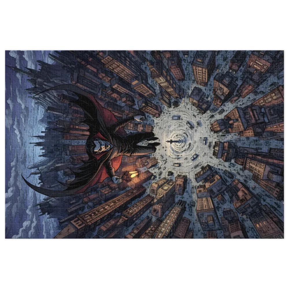 Vampire Over the City 
 Jigsaw Puzzle in Tin Box