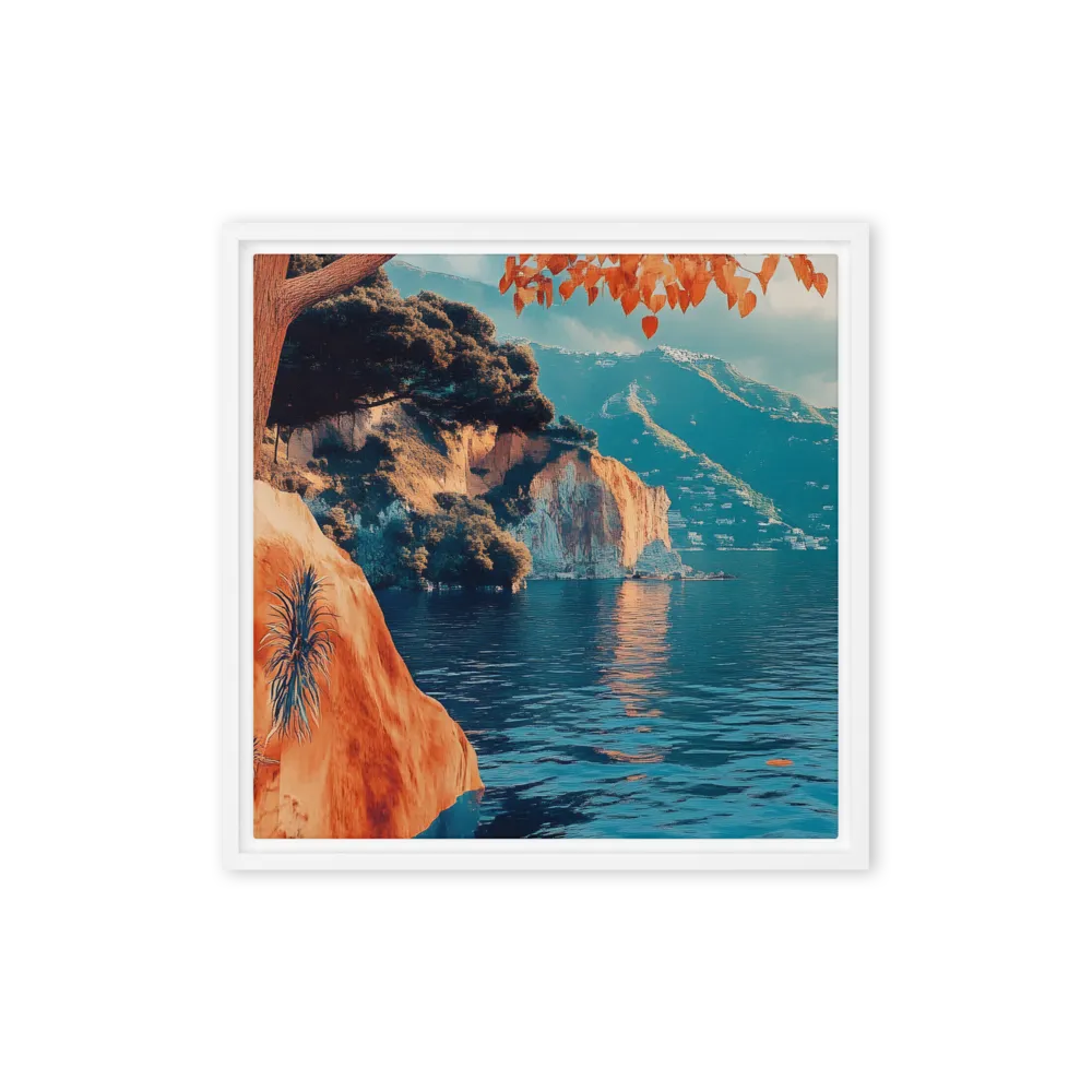 Elysian Waterscape | Canvas with White Frame | 16″×16″