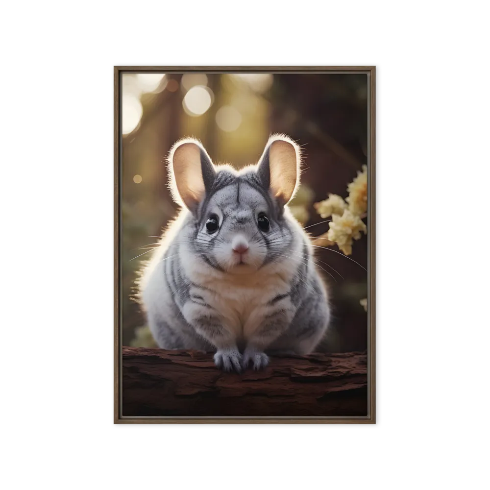 Curious Chinchilla in the Forest | Canvas with Brown Frame | 20″×28″