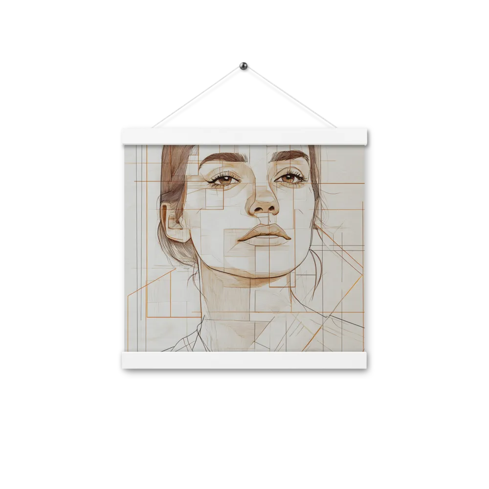 Geometric Serenity: A Minimalist Portrait | Poster With White Wood Hanger | 12″×12″