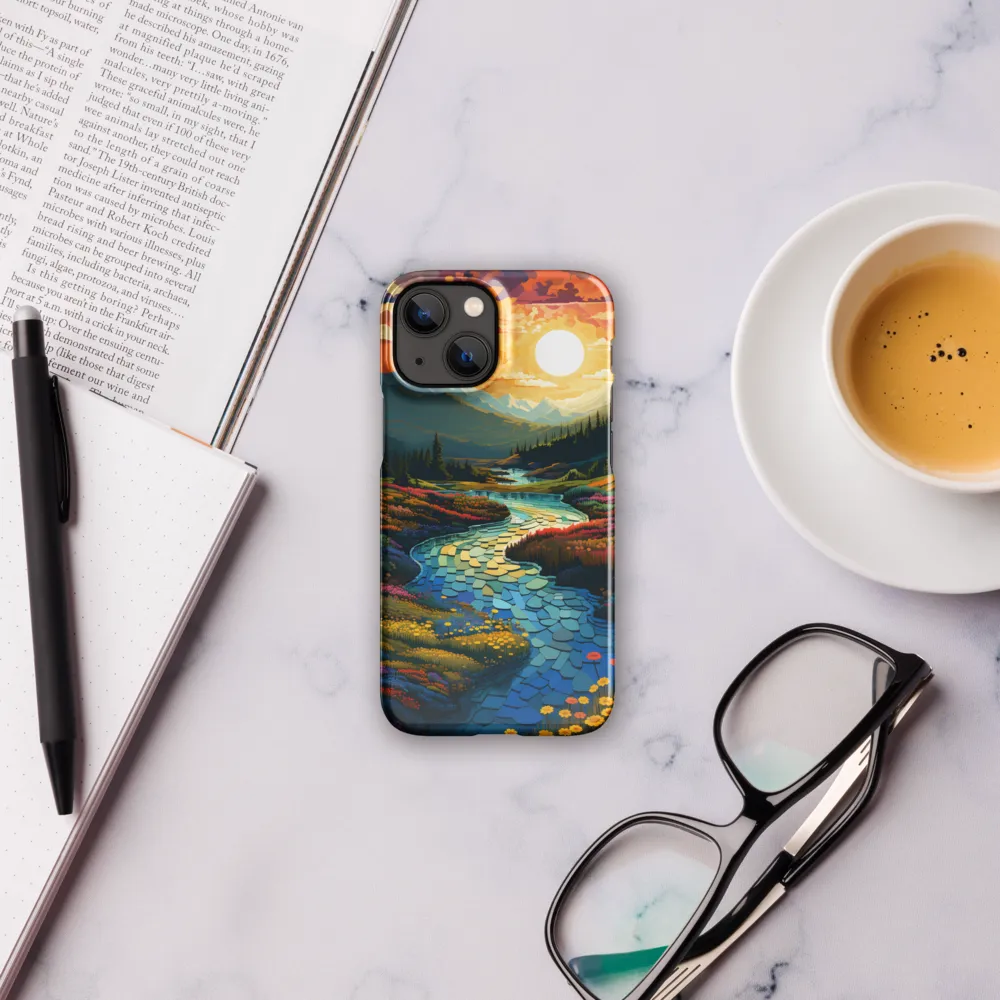 Serenity in Sunset: A Winding River's Embrace | Phone Case |  13 Mini | Snap Case | Glossy