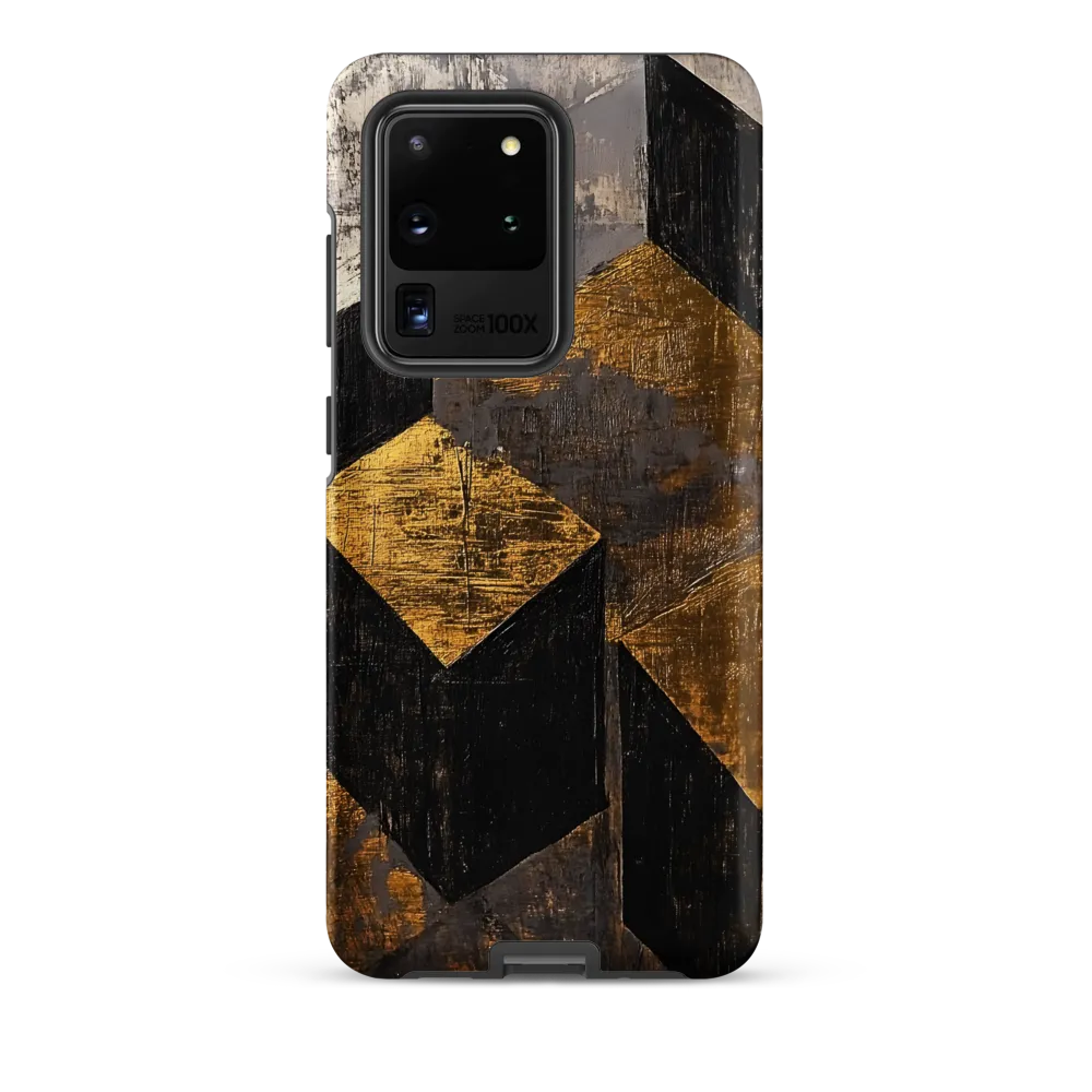 Geometric Harmony in Gold and Black | Phone Case |  S20 Ultra | Tough Case | Matte