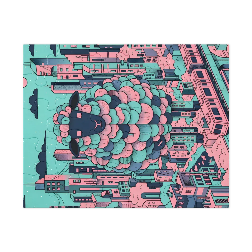 Metropolis Sheep 
 Jigsaw Puzzle in Tin Box