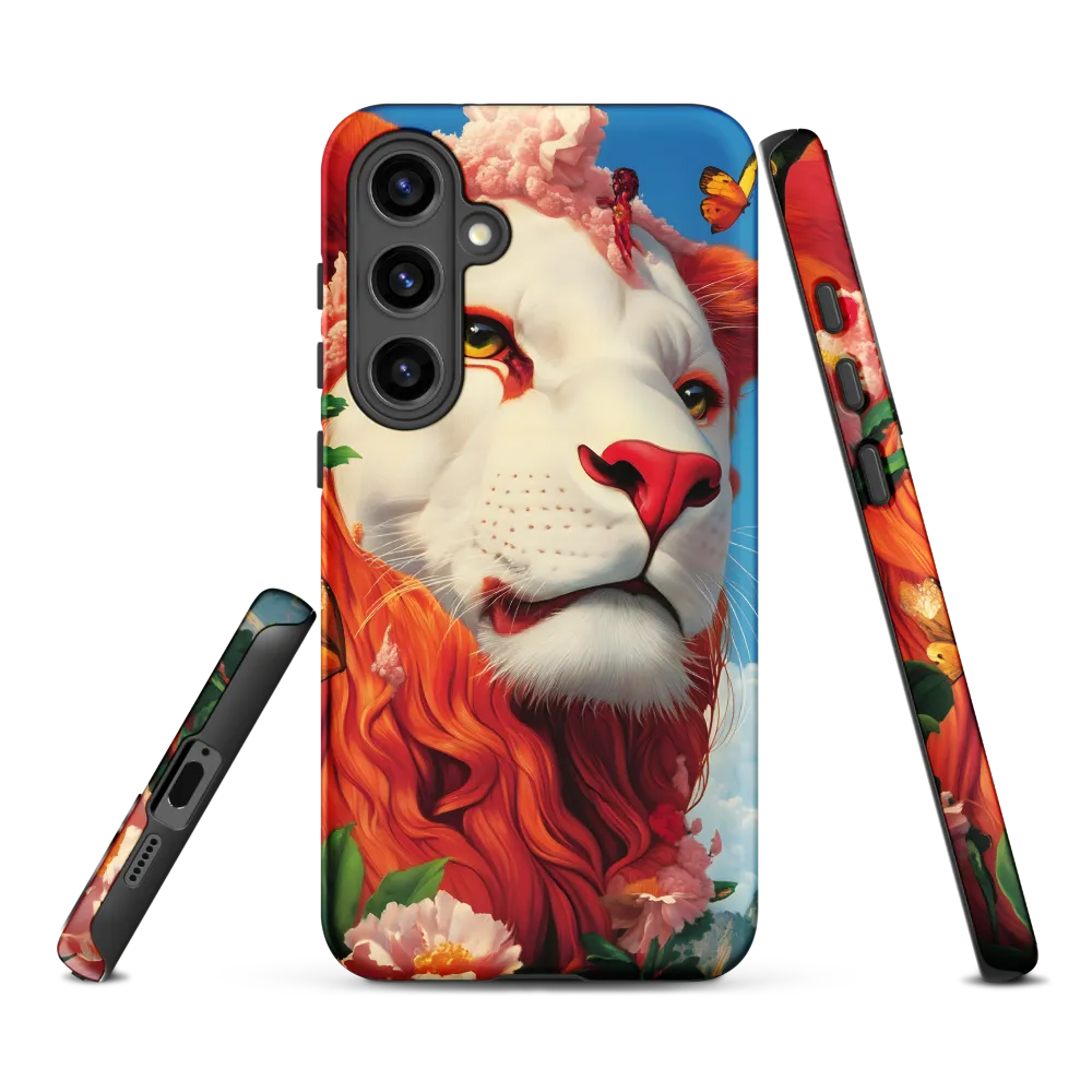 Majestic Lion Amidst Floral Splendor