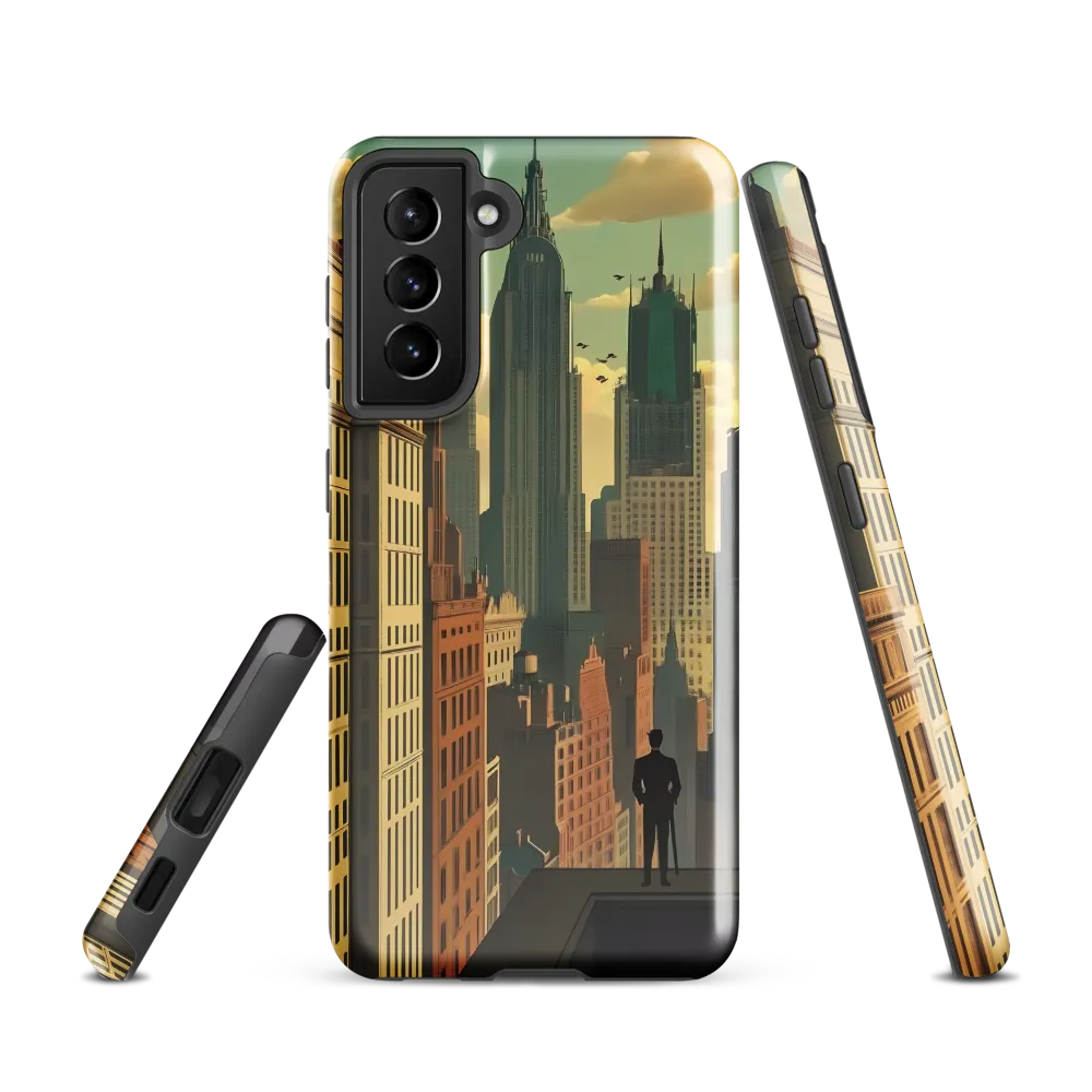 Urban Dreams: A Silhouette in Art Deco Cityscape