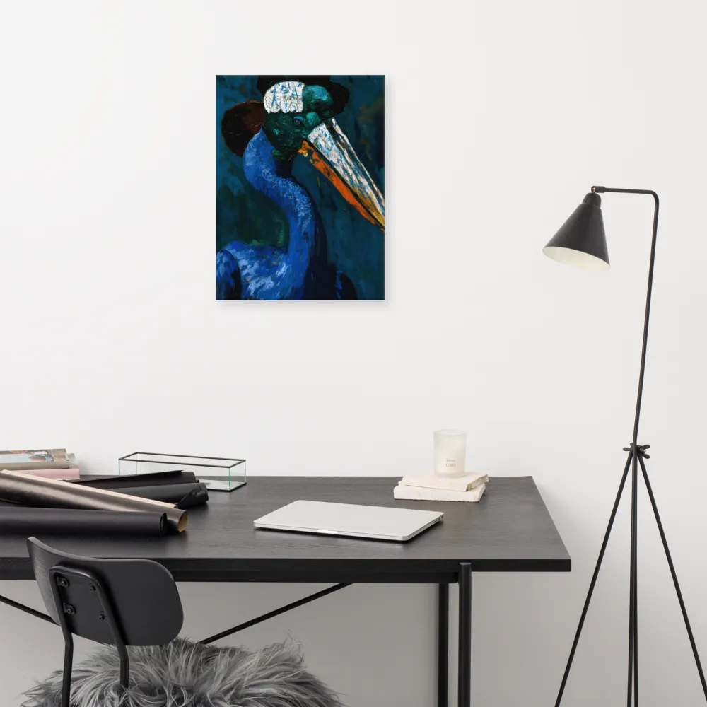 Majestic Absurdity: The Hat-Wearing Bird | Canvas | 18″×24″