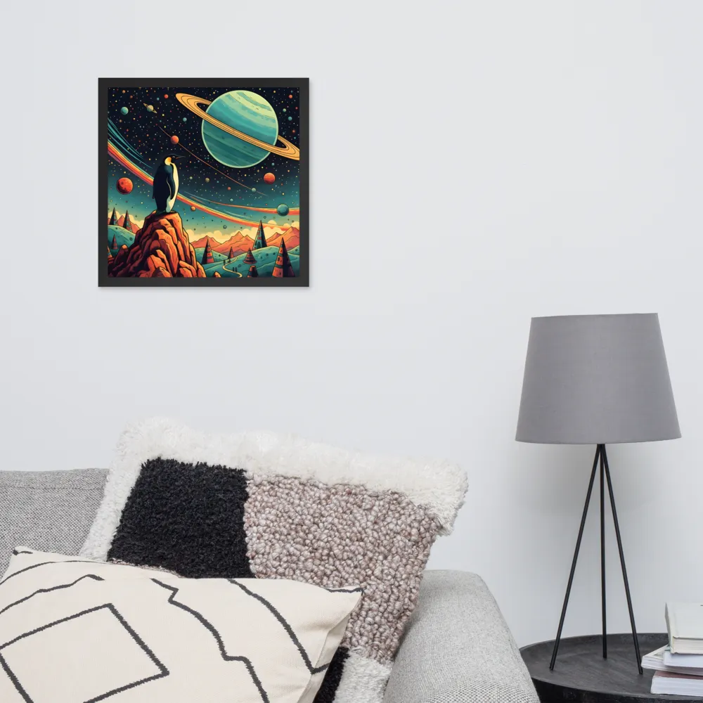 Cosmic Penguin 
 Poster with Black Frame | 16″x 16″
