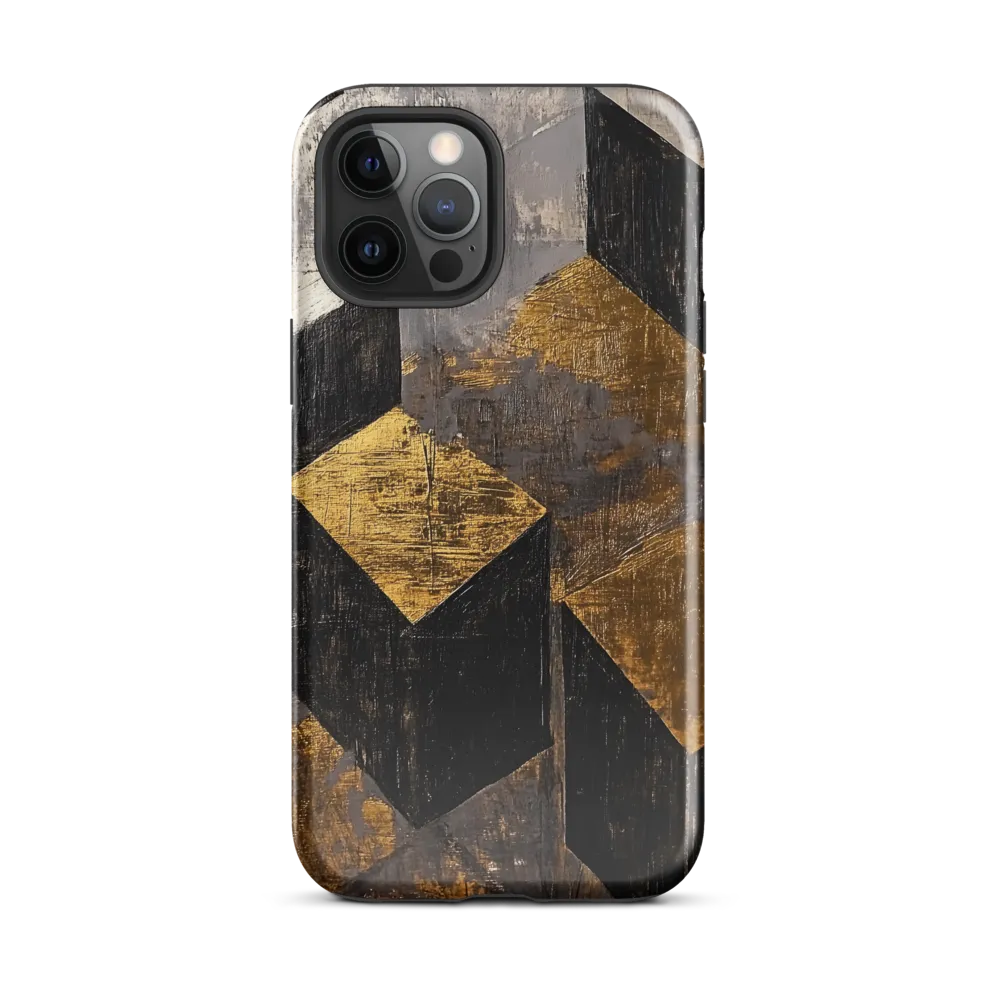 Geometric Harmony in Gold and Black | Phone Case |  12 Pro Max | Tough Case | Glossy