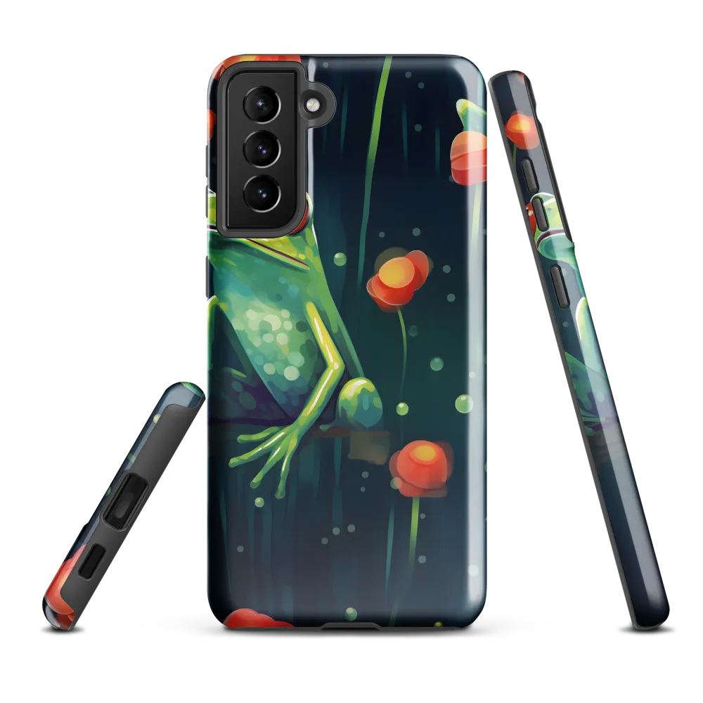 Playful Frogs in a Lush Pond