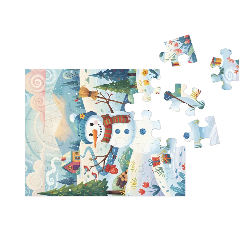 Snowman's Morning 
 Jigsaw Puzzle in Tin Box
