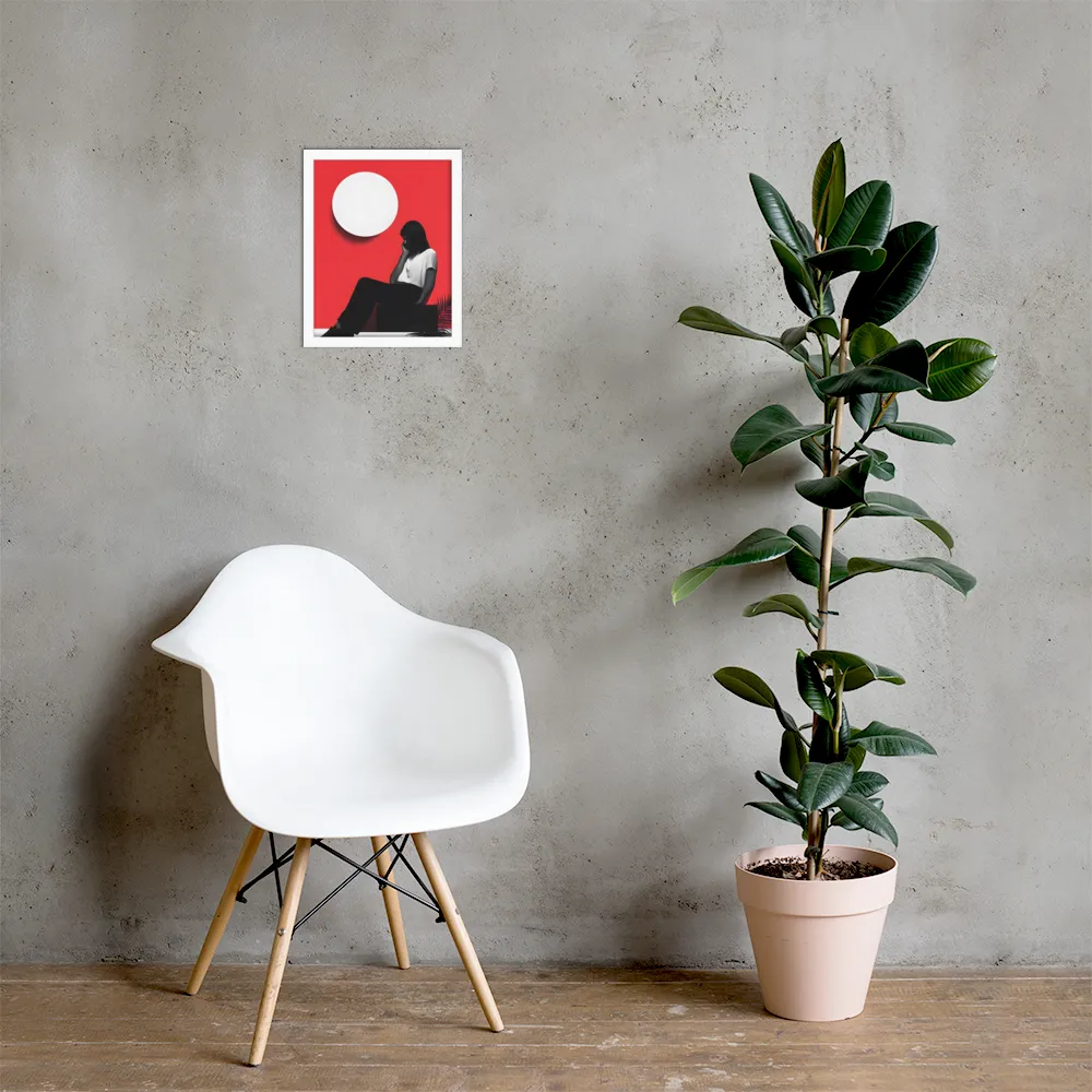 Contemplation in Red | Poster with White Frame | 11″×14″