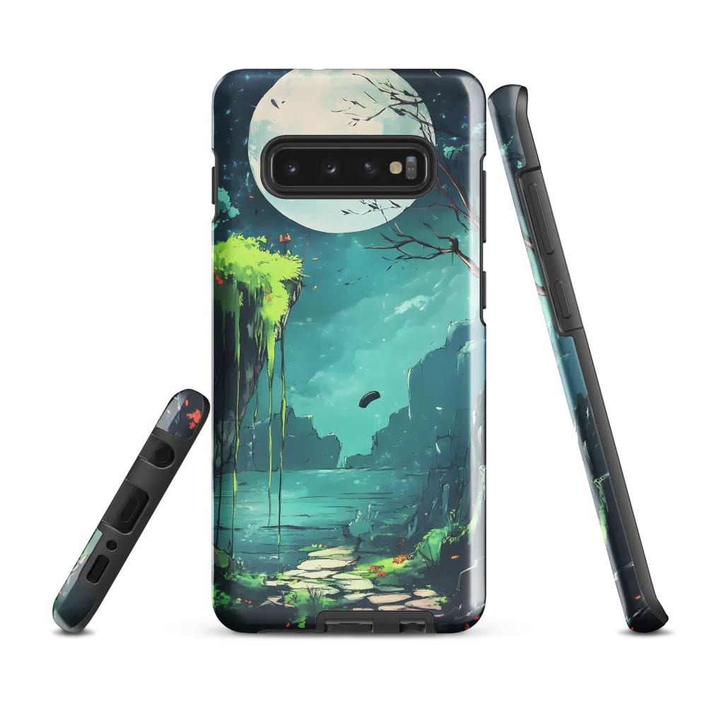 Moonlit Serenity: A Fantastical Landscape | Phone Case |  S10 Plus | Tough Case | Glossy