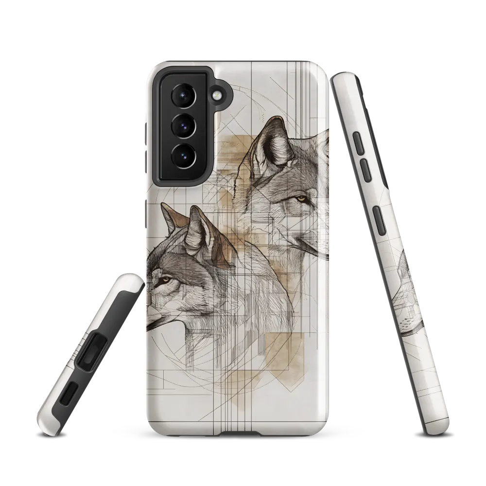Geometric Harmony: The Essence of Wolves | Phone Case |  S21 | Tough Case | Glossy