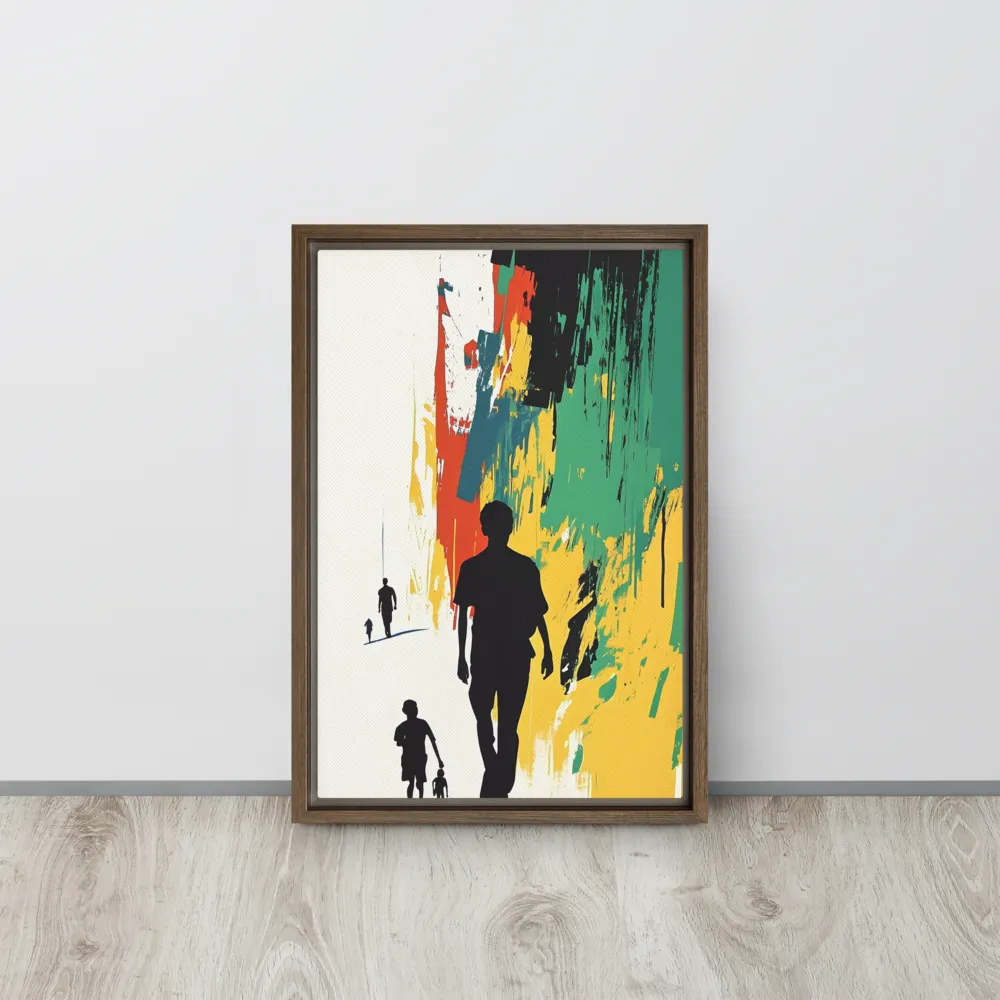 Journey of Silhouettes | Canvas with Brown Frame | 12″×18″