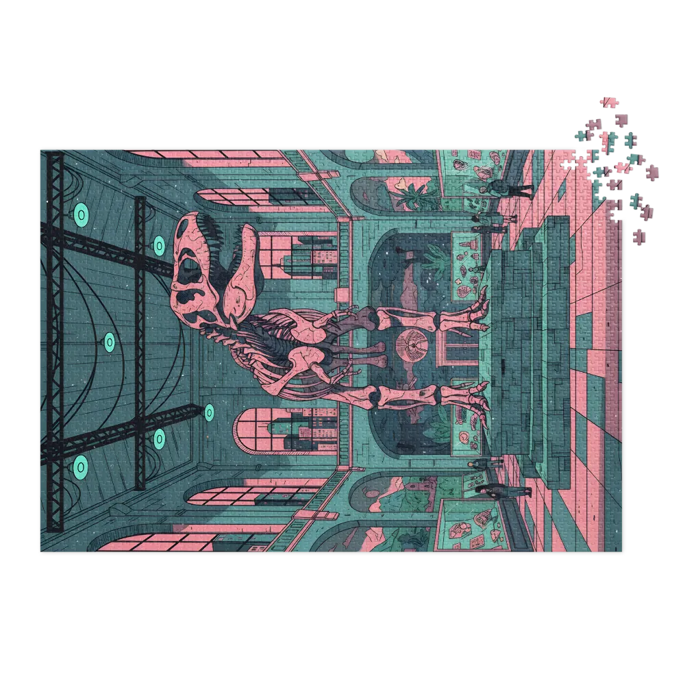 Dinosaur Museum Evening 
 Jigsaw Puzzle in Tin Box