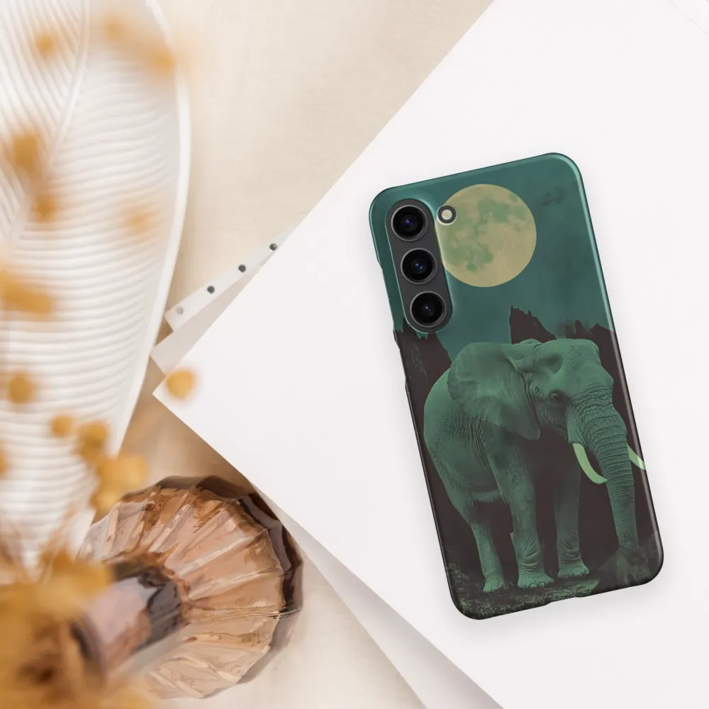 Ethereal Presence: Elephant Under a Full Moon | Phone Case |  S23 Plus | Snap Case | Matte