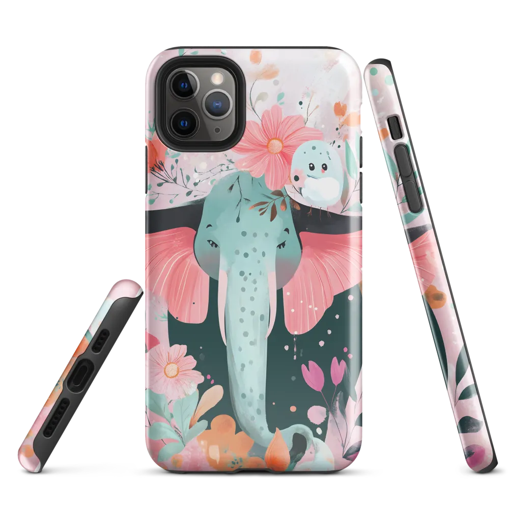 Whimsical Elephant in Bloom | Phone Case |  11 Pro Max | Tough Case | Glossy