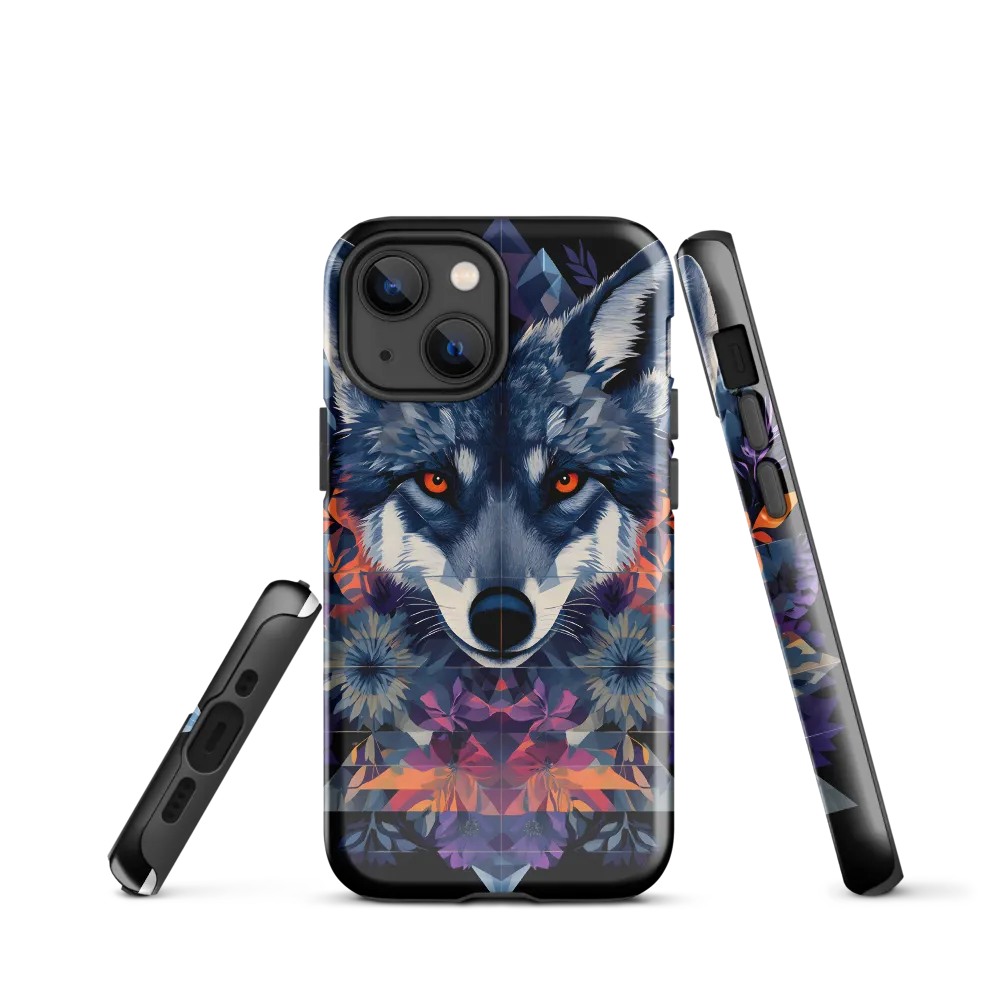 Mystical Wolf Amidst Floral Geometry