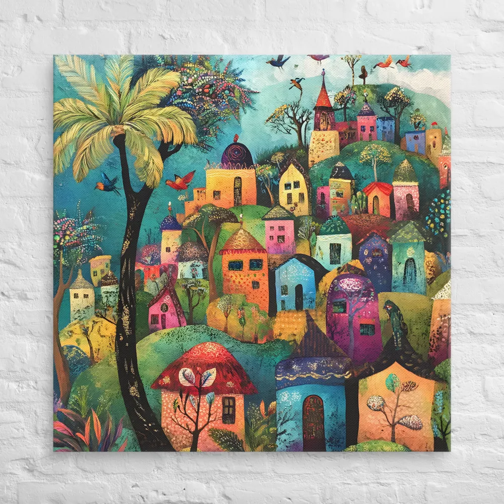 Whimsical Village Harmony | Canvas | 37″×37″