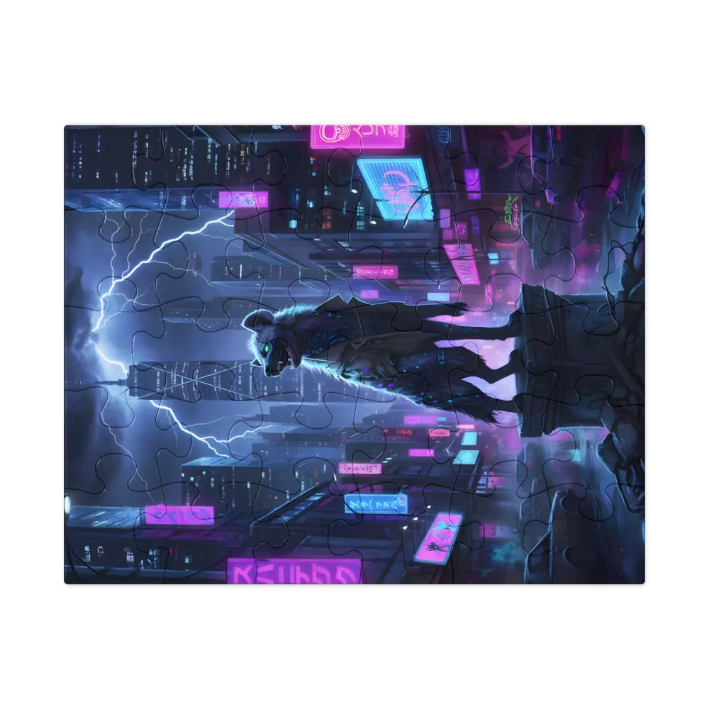 Neon Hyena Sentinel 
 Jigsaw Puzzle in Tin Box