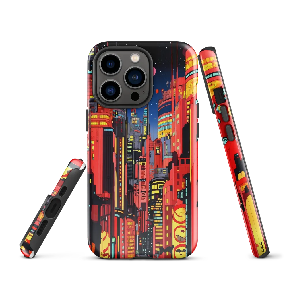 Neon Dreams: A Cyberpunk Cityscape | Phone Case |  13 Pro | Tough Case | Glossy