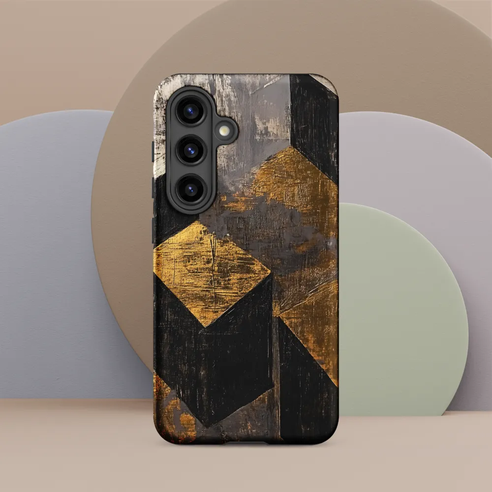 Geometric Harmony in Gold and Black | Phone Case |  S24 | Tough Case | Matte