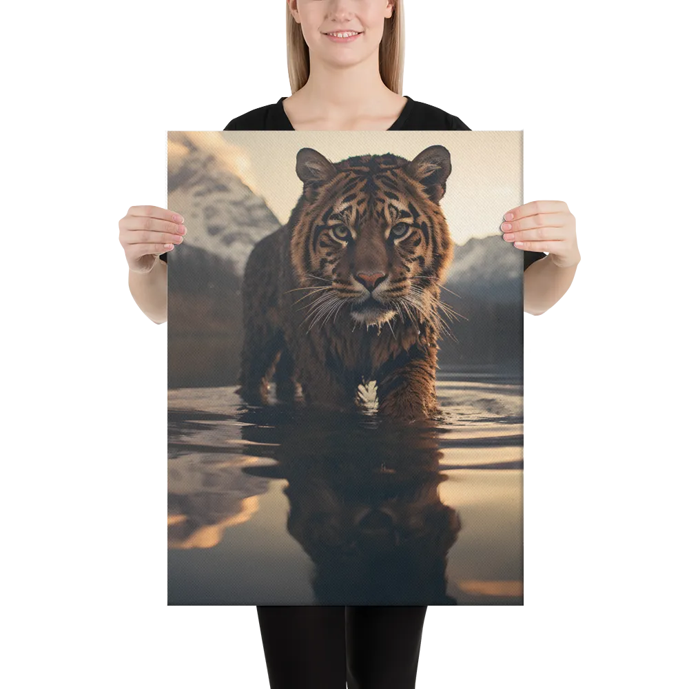 Majestic Reflection: The Tiger's Domain | Canvas | 18″×24″