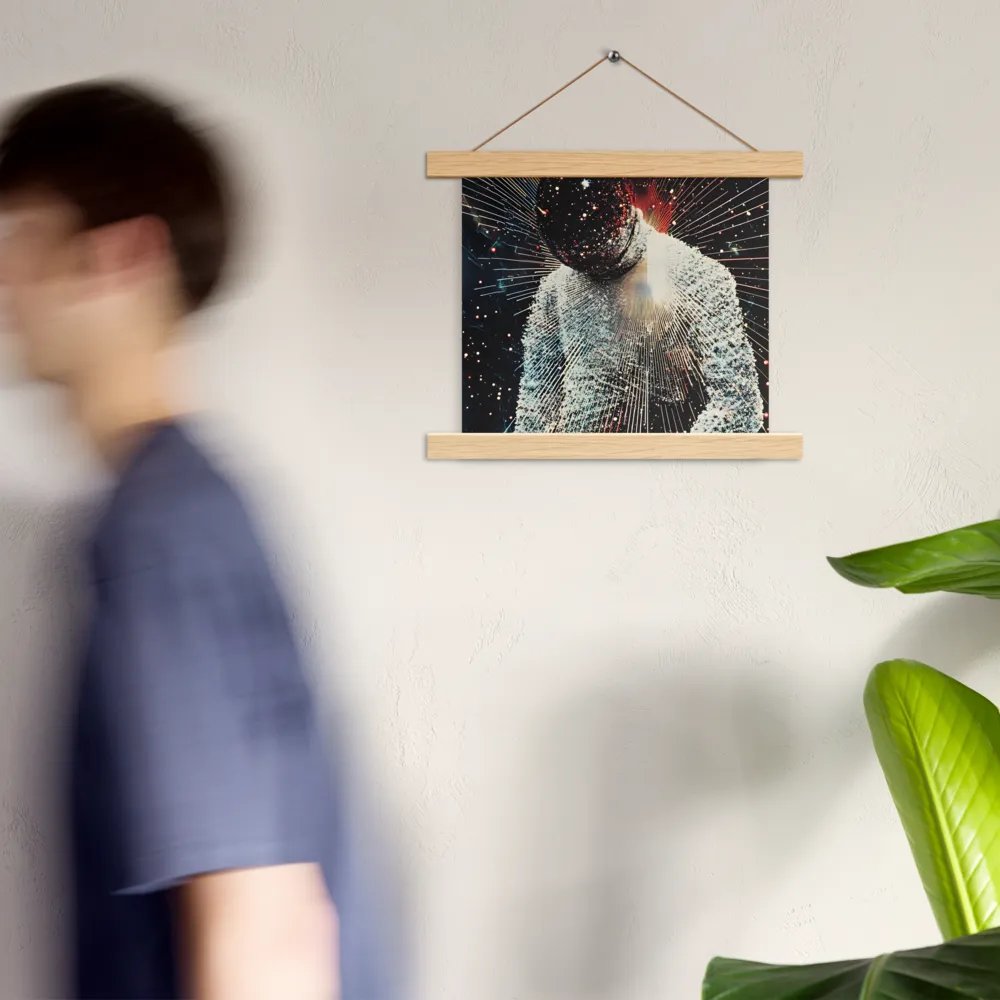 Ethereal Astronaut: A Journey Through the Cosmos | Poster With Oak Wood Hanger | 10″×10″