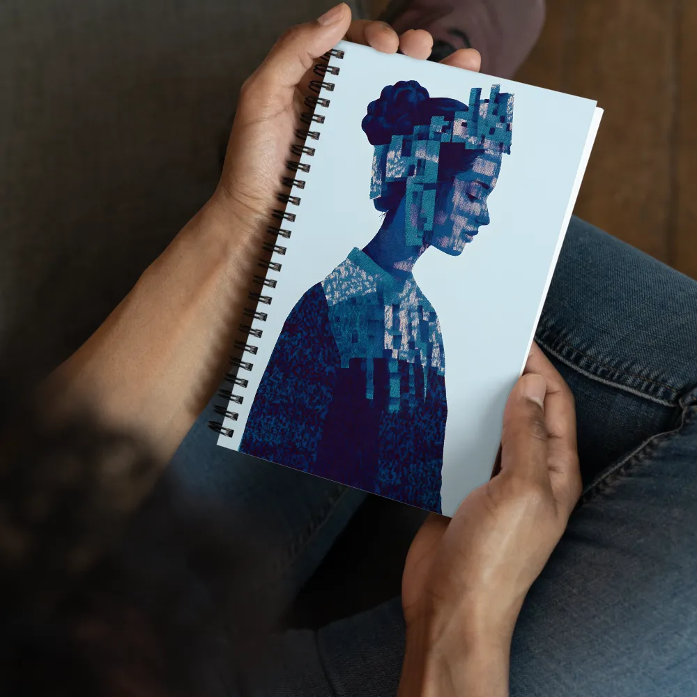 Digital Portrait in Abstract Blue | Spiral Notebook