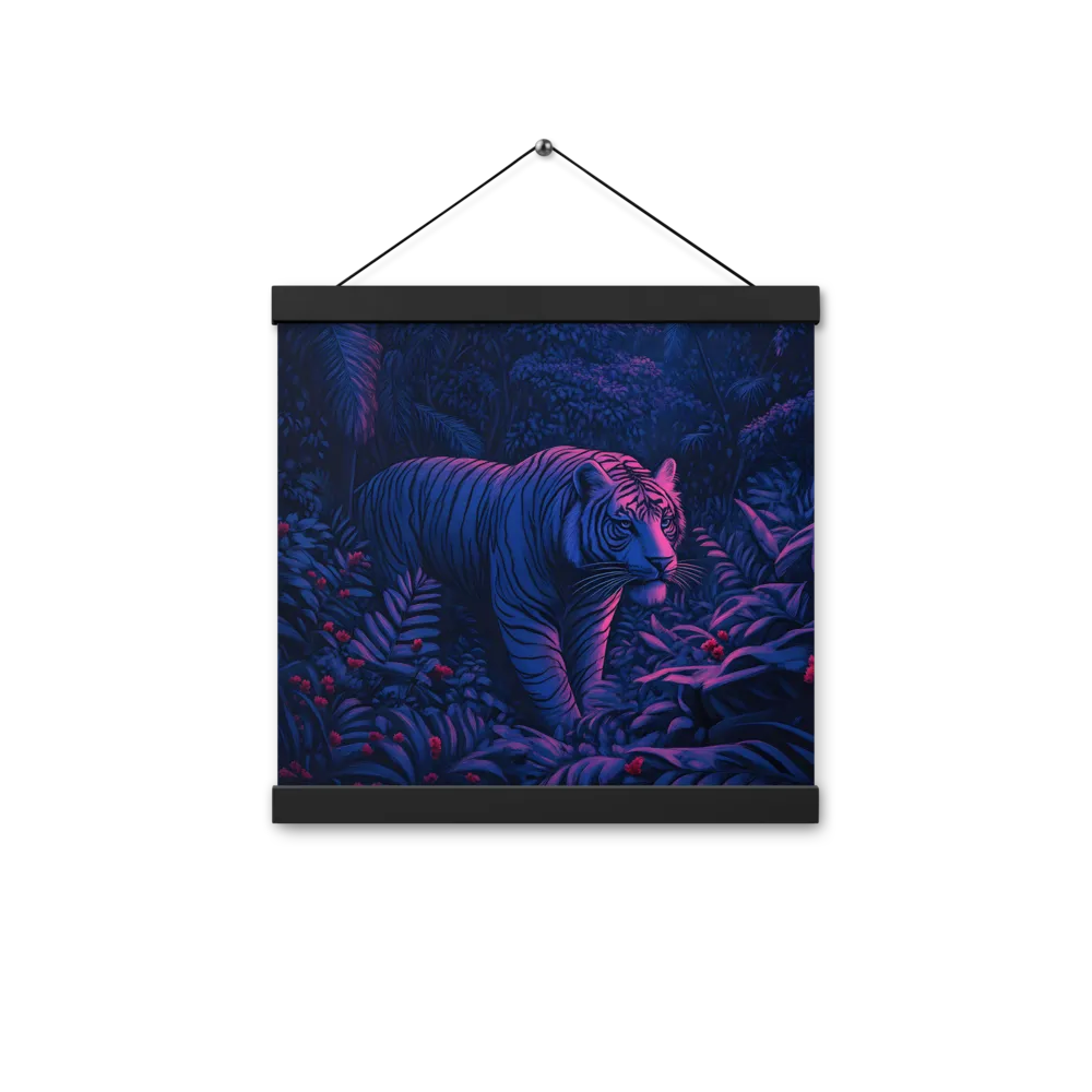 Mystic Prowler: The White Tiger in the Jungle | Poster With Black Wood Hanger | 12″×12″
