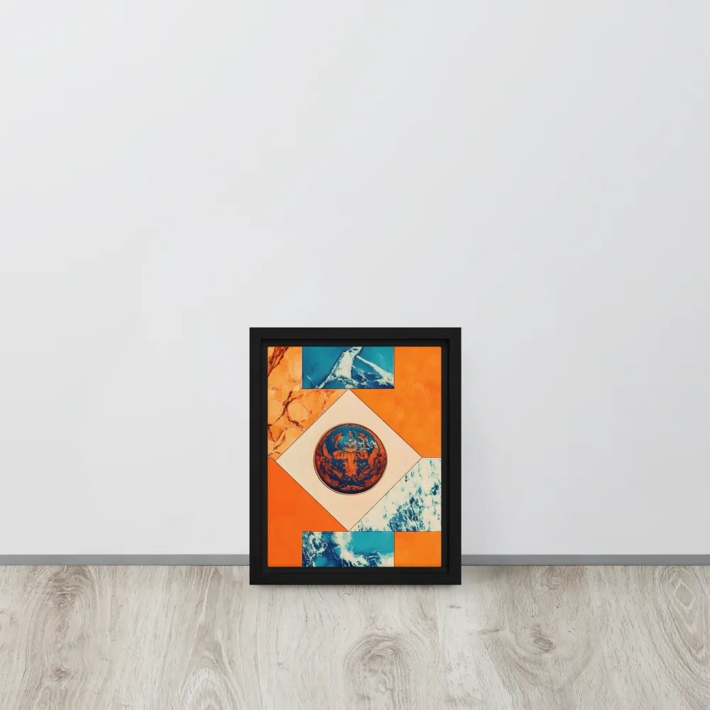 Harmonious Encounters: Abstract Geometry | Canvas with Black Frame | 8″×10″