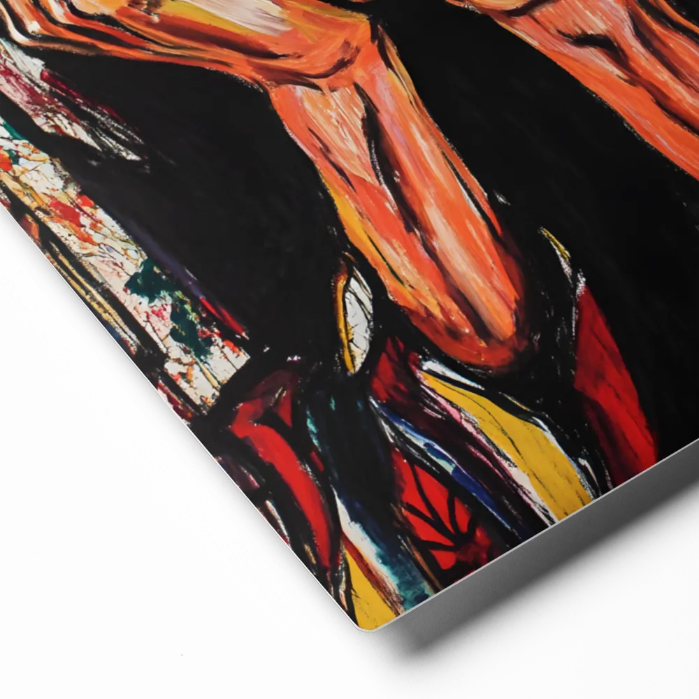 Contemplative Intensity: An Expressionist Portrait | Metal Print | 8″×10″