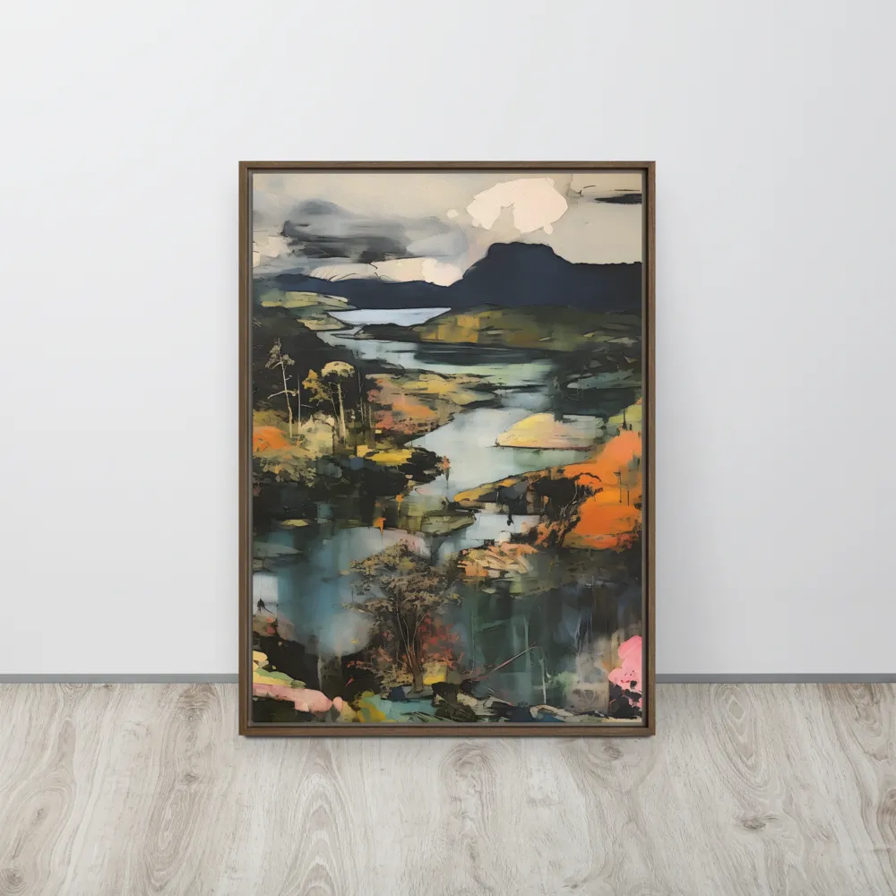 Harmony of Nature: An Abstract Journey | Canvas with Brown Frame | 20″×28″