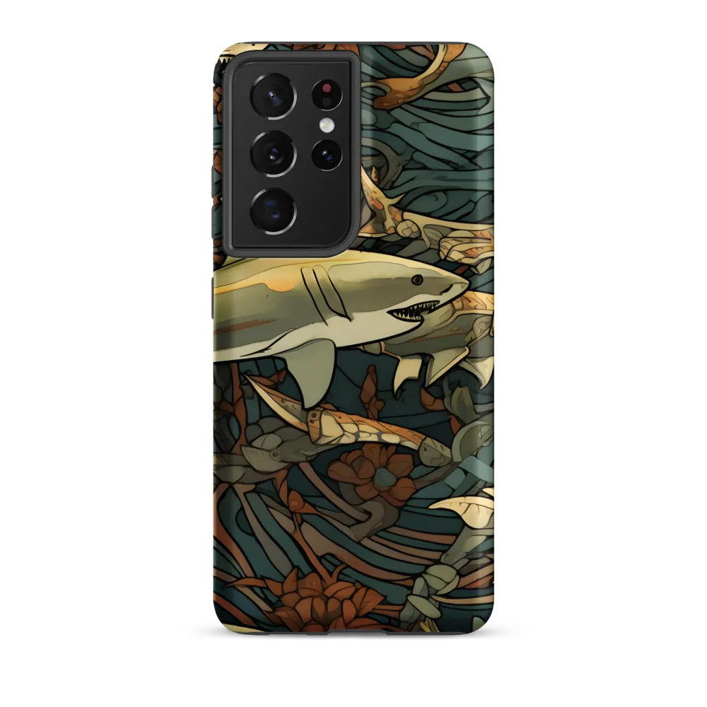 Dynamic Harmony of Sharks and Flora | Phone Case |  S21 Ultra | Tough Case | Matte